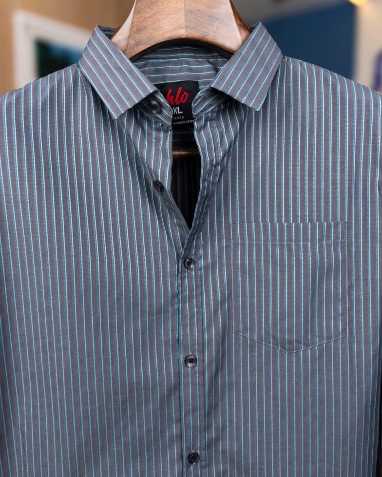 Ash With Blue and Sky Color Stripes Shirt
