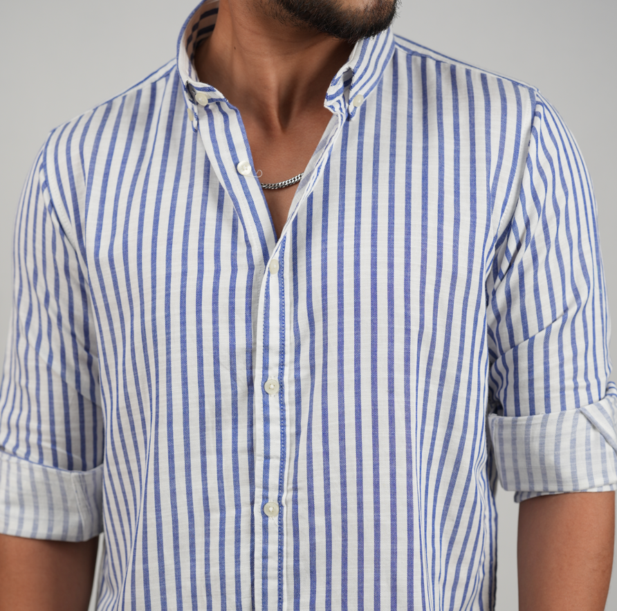 White With Blue Stripes Shirt